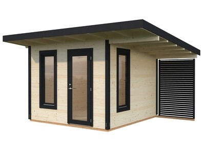 Chalet Grace 8,1+8,1 m2 en bois 56 mm avec plancher Naturel