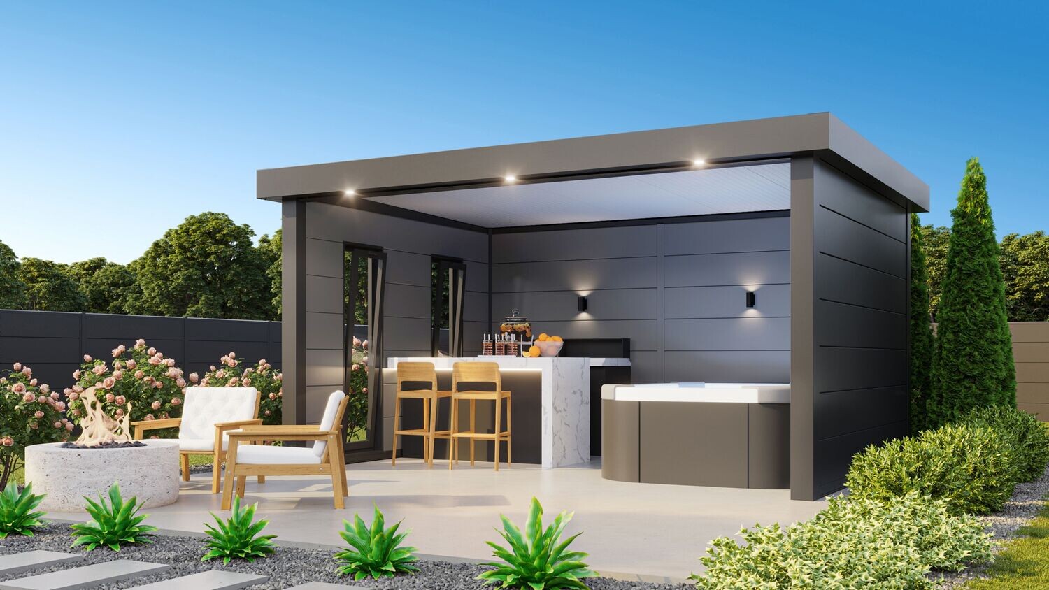 Pavillon de jardin en acier Singolo Telluria 4836 17.11m² au choix
