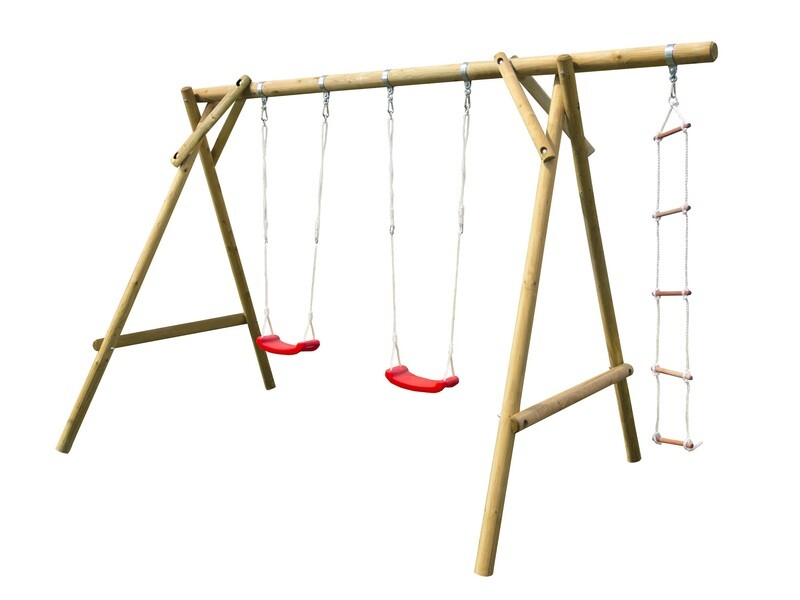 Aire de jeux Magnus 380 x 194 x 230 cm avec Double balançoire en bois traité autoclave vert