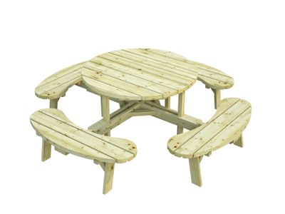 Table avec bancs Oscar en bois 44 mm Traité autoclave Vert