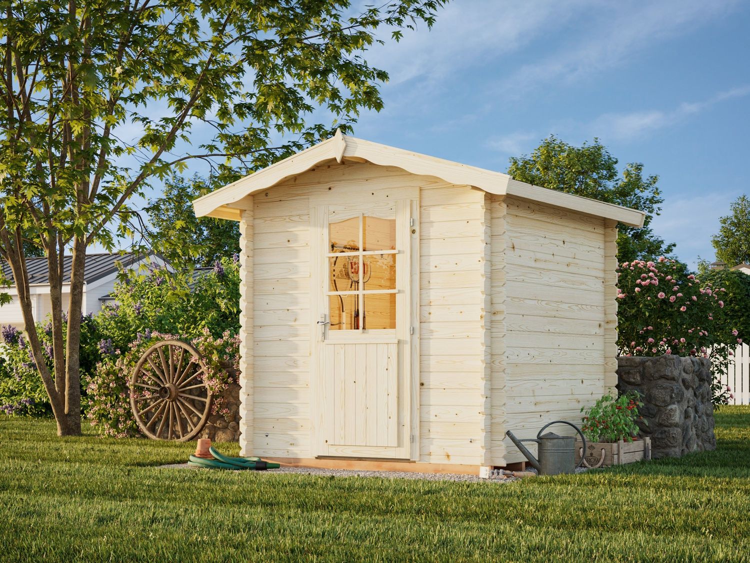 Abri de jardin deux pentes Vivian 3,8 m2 en bois 28mm avec plancher au choix