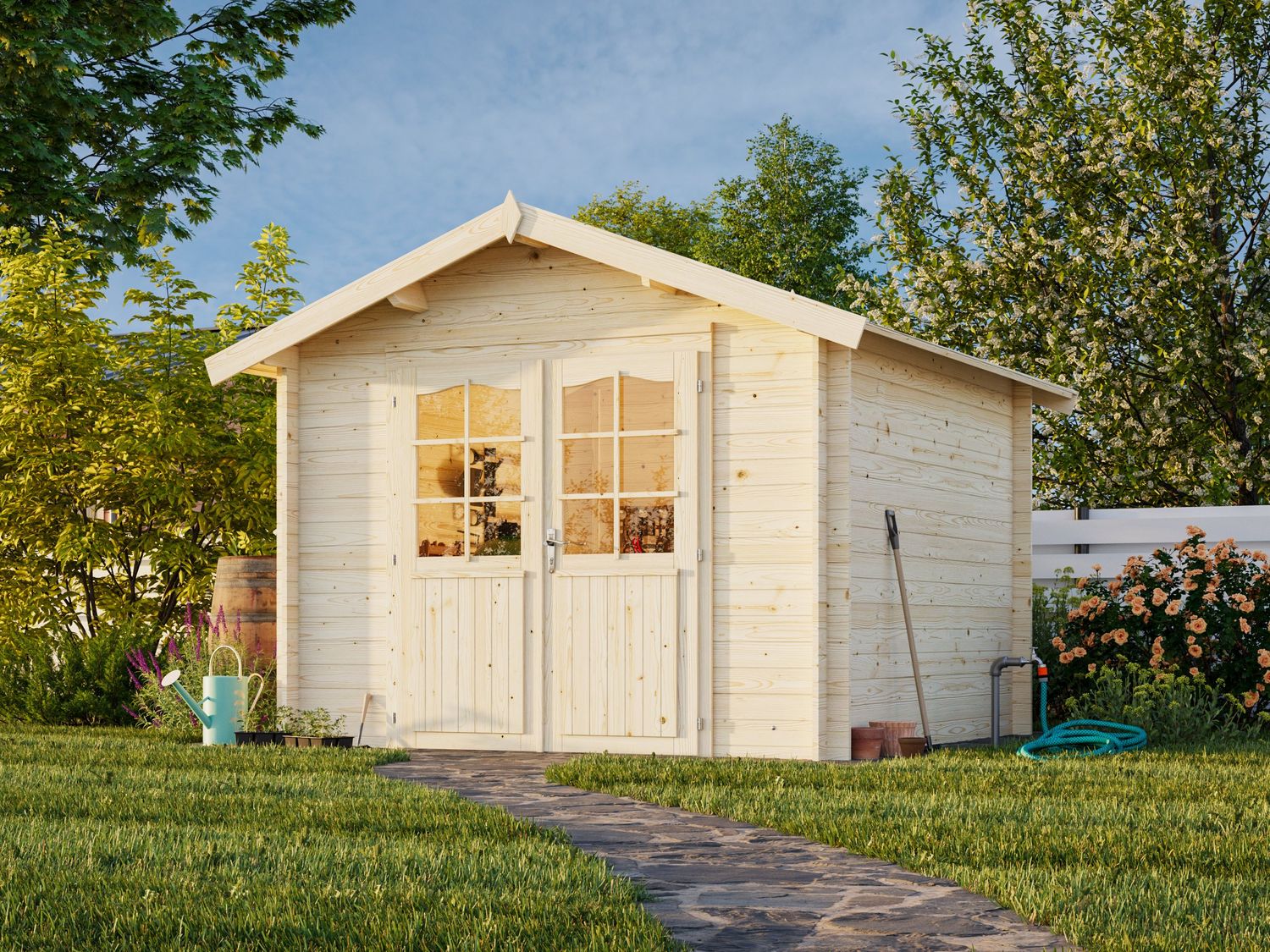Abri de jardin deux pentes Lotta 7,3 m2 en bois 28 mm au choix