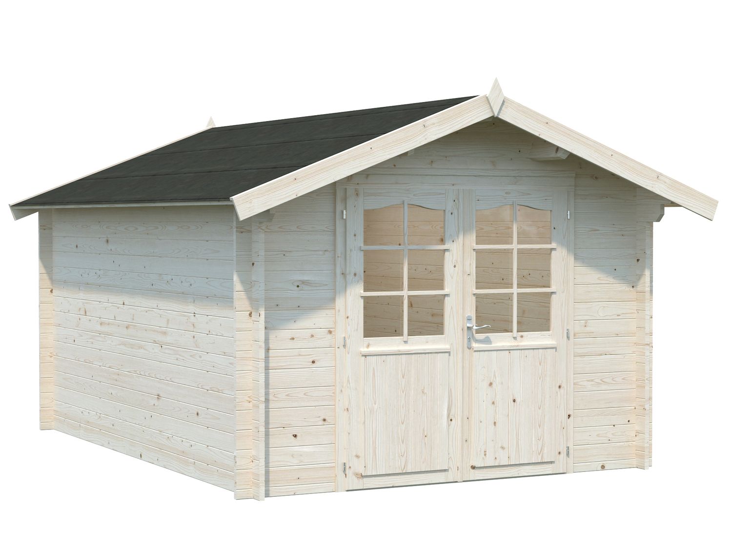 Abri de jardin deux pentes Lotta 10.0 m2 en bois 34 mm au choix, Options de traitement: Naturel