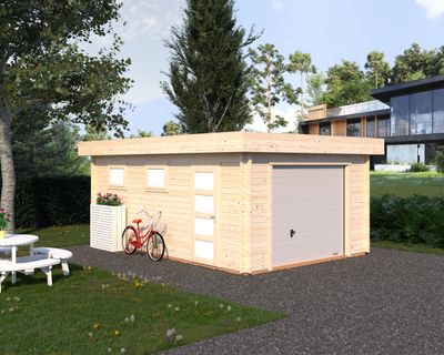 Garage Rasmus 19,0 m2 en bois 44 mm porte et traitement au choix