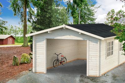 Garage Roger 19 m² en bois 44 mm sans porte traitement au choix