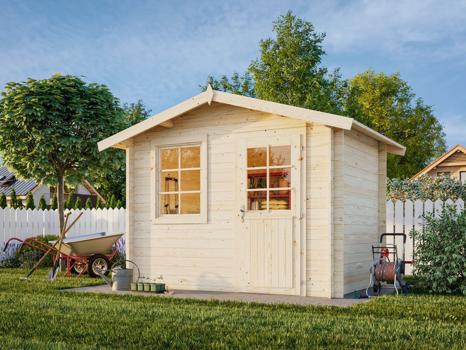 Abri de jardin deux pentes Klara 4,7 m2 en bois 28mm au choix