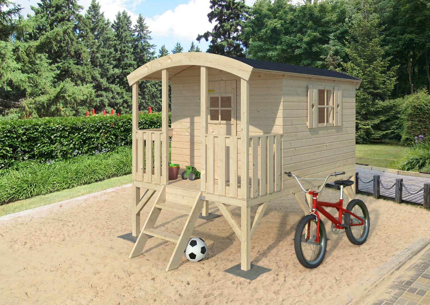 Cabane enfant en bois KIDS Huck 3,3 m2 Naturel