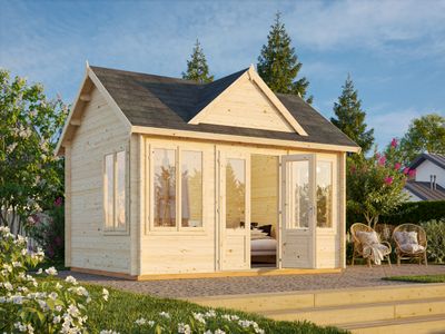 Abri de jardin deux pentes Claudia 11,5 m2 en bois 34 mm au choix avec plancher