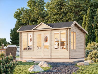 Abri de jardin deux pentes asymétrique Claudia 11,5 m2 en bois 34 mm au choix avec plancher