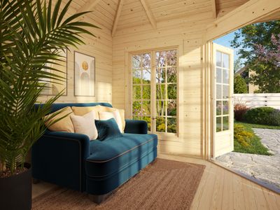 Pavillon de jardin MELANIE 7.0 m2 en bois 28 mm traité au choix