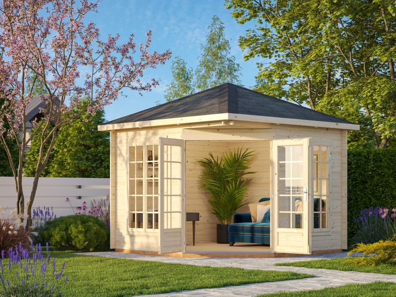 Pavillon de jardin Melanie 7.0 m2 en bois 28 mm au choix