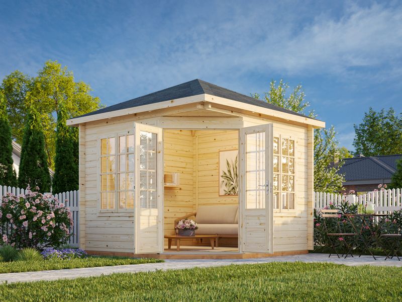 Pavillon de jardin Melanie 6,9 m2 en bois 44 mm au choix