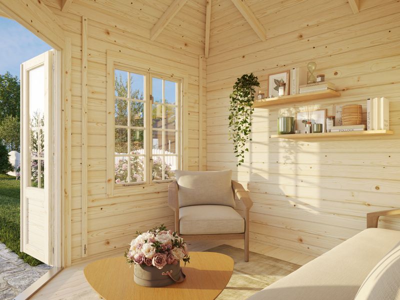 Pavillon de jardin MELANIE 6,9 m2 en bois 44 mm au choix