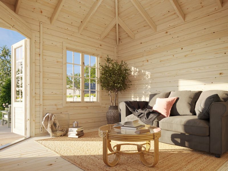 Pavillon de jardin MELANIE 9,9 m2 en bois 44 mm traité au choix