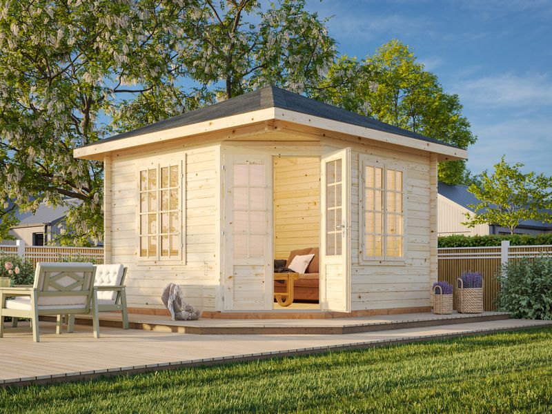 Pavillon de jardin Melanie 9,9 m2 en bois 44 mm au choix