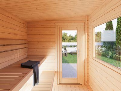 Sauna d'extérieur en madriers SANNA 4,1 m2 en bois 44 mm toit plat