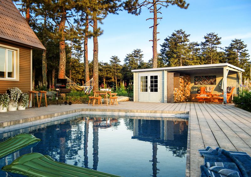 Abri de jardin toit plat Ella 6,9+10,0 m2 en bois 28 mm au choix