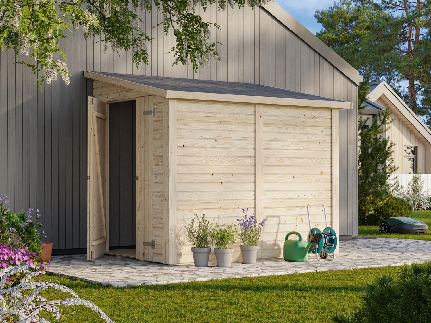 Abri de Rangement  toit Plat en bois Mia 3,6 m2 au choix