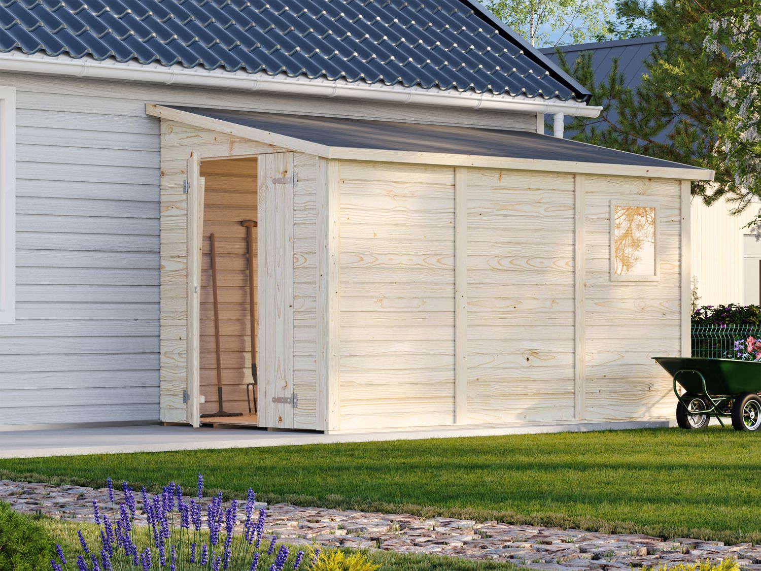 Abri de Rangement  toit Plat en bois Mia 5,4 m2 au choix