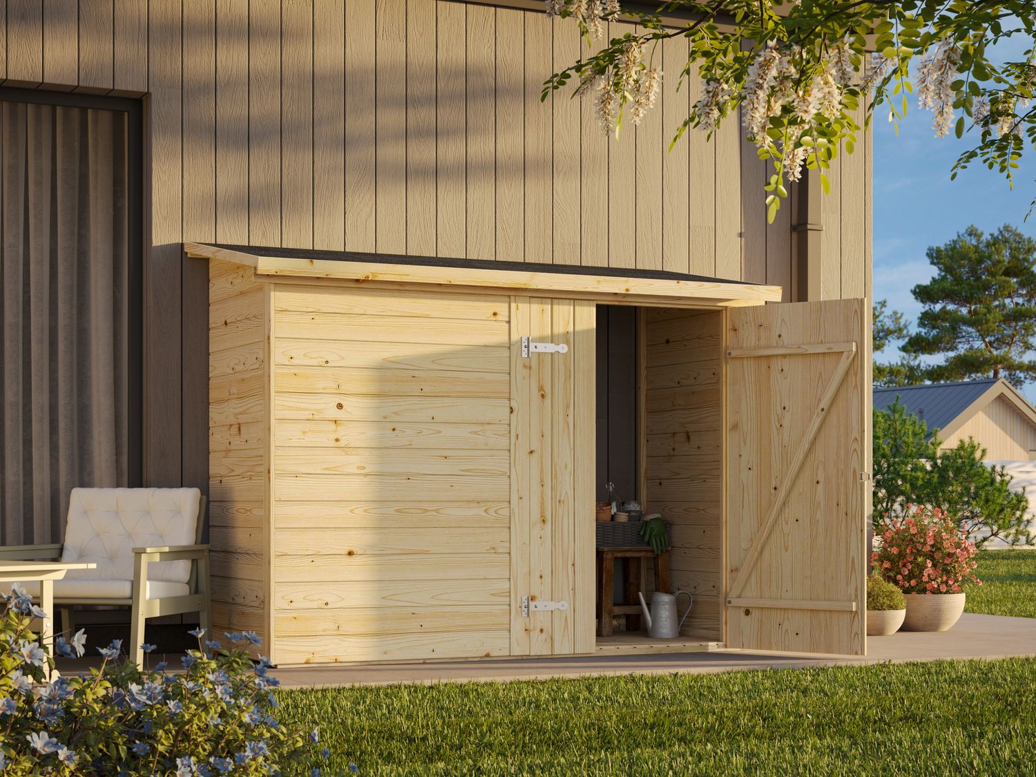 Abri de Rangement  toit plat  en bois Leif 2,2 m2 au choix
