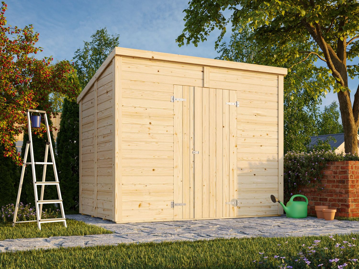 Abri de Rangement toit plat en bois Leif 4,5 m2 au choix