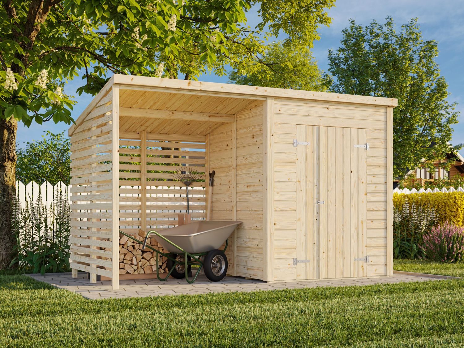 Abri de Rangement toit plat en bois Leif 3,0+ 2,9 m3 m2 au choix
