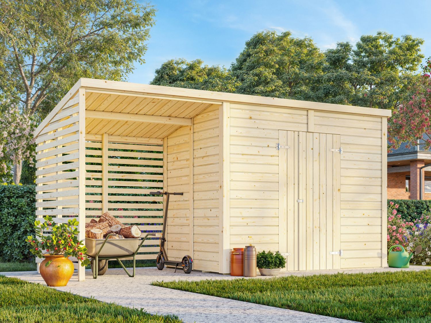 Abri de Rangement toit plat en bois Leif 4,5+ 2.9 m2 au choix