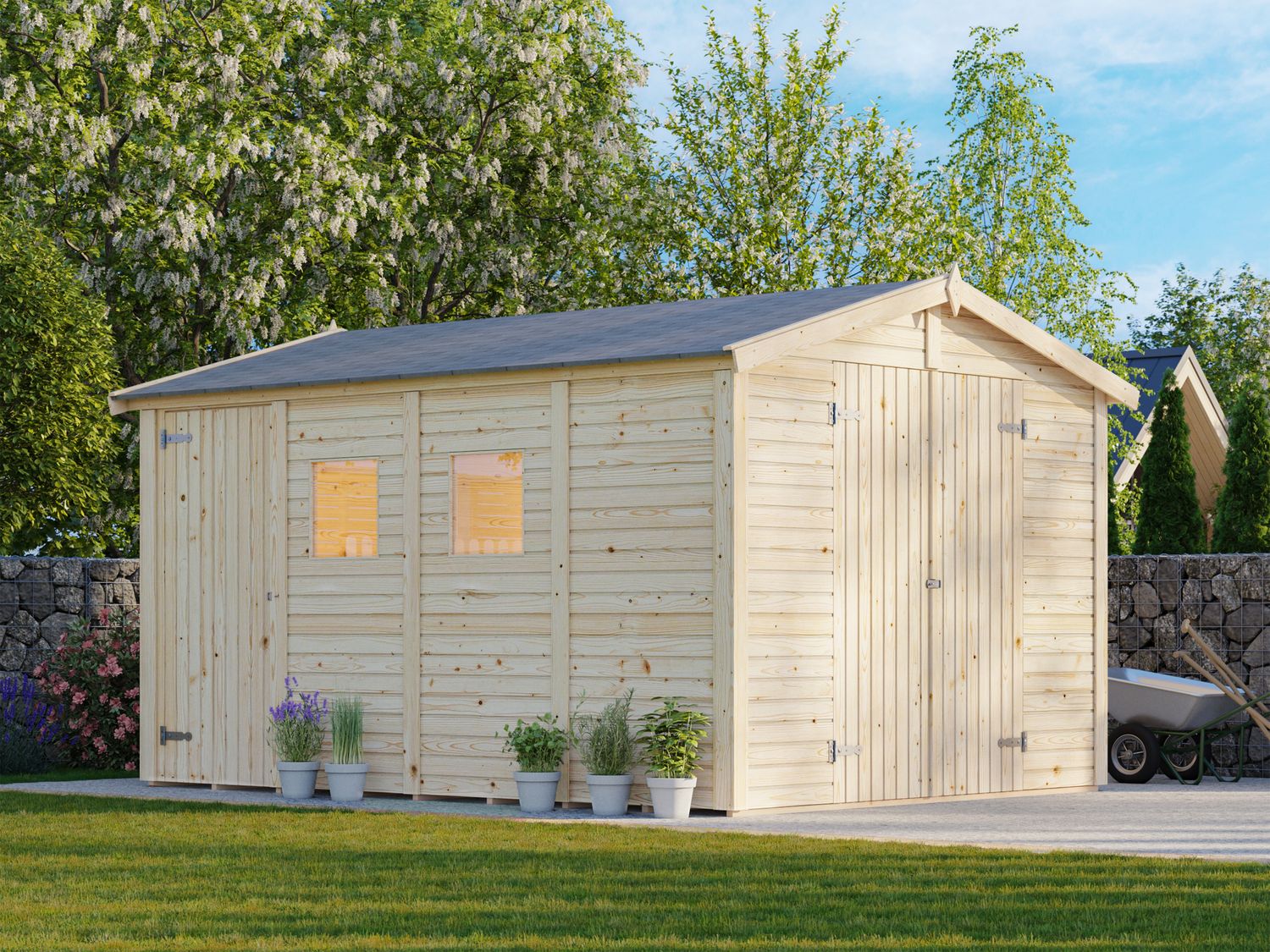 Abri de Rangement deux pentes en bois Dan 9,9 m2 au choix