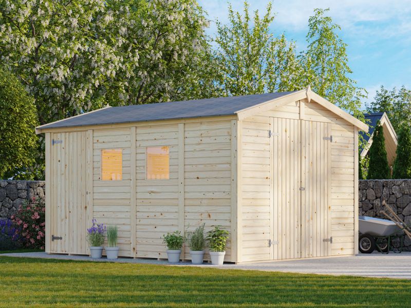 Abri de Rangement deux pentes en bois Dan 9,9 m2 au choix