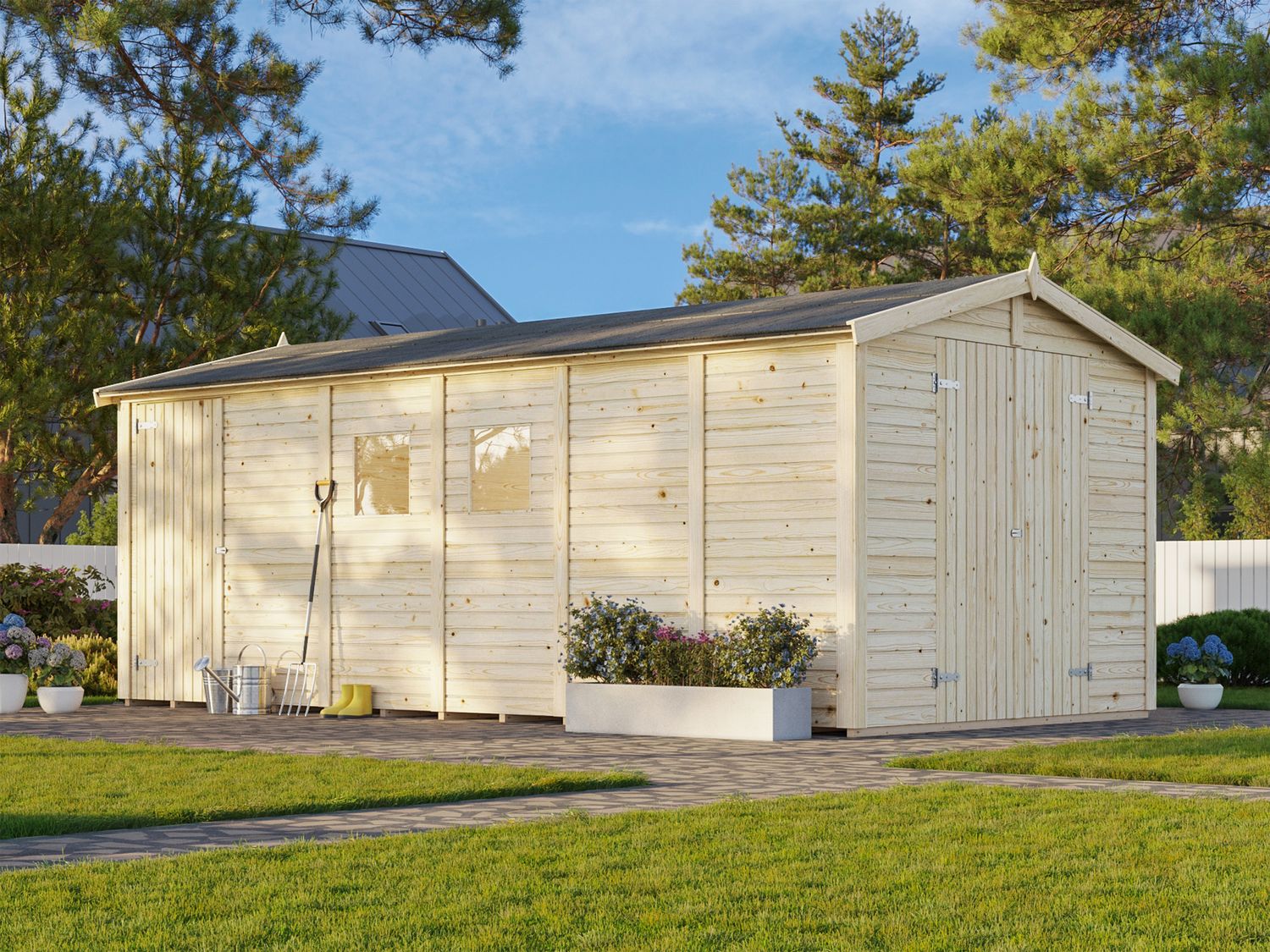 Abri de Rangement deux pentes en bois Dan 14,7 m2 au choix