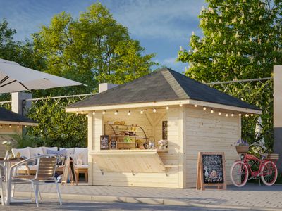 Pavillon Connect Bianca Kiosque 8,3 m2 Set 104 en bois 28 mm au choix