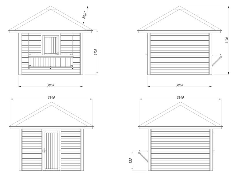 KIOSQUE Connect Bianca 8,3 m2 Set 104 en bois 28 mm traité au choix