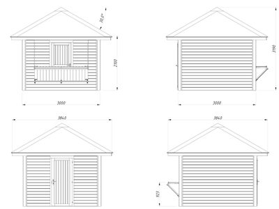 Pavillon Kiosque Connect Bianca 8,3 m2 Set 104 en bois 28 mm au choix