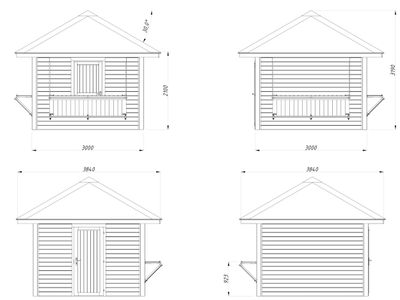 Pavillon Kiosque Connect Bianca 8,3 m2 Set 105 en bois 28 mm au choix