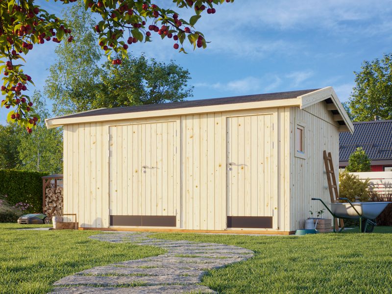 Abri de Rangement deux pentes en bois Olaf 13,5 m2 Naturel