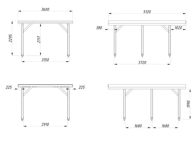 Carport toit plat KARL11,7 m2 en bois traité au choix