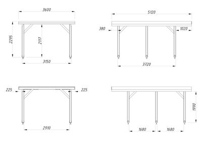 Carport toit plat KARL11,7 m2 en bois traité au choix