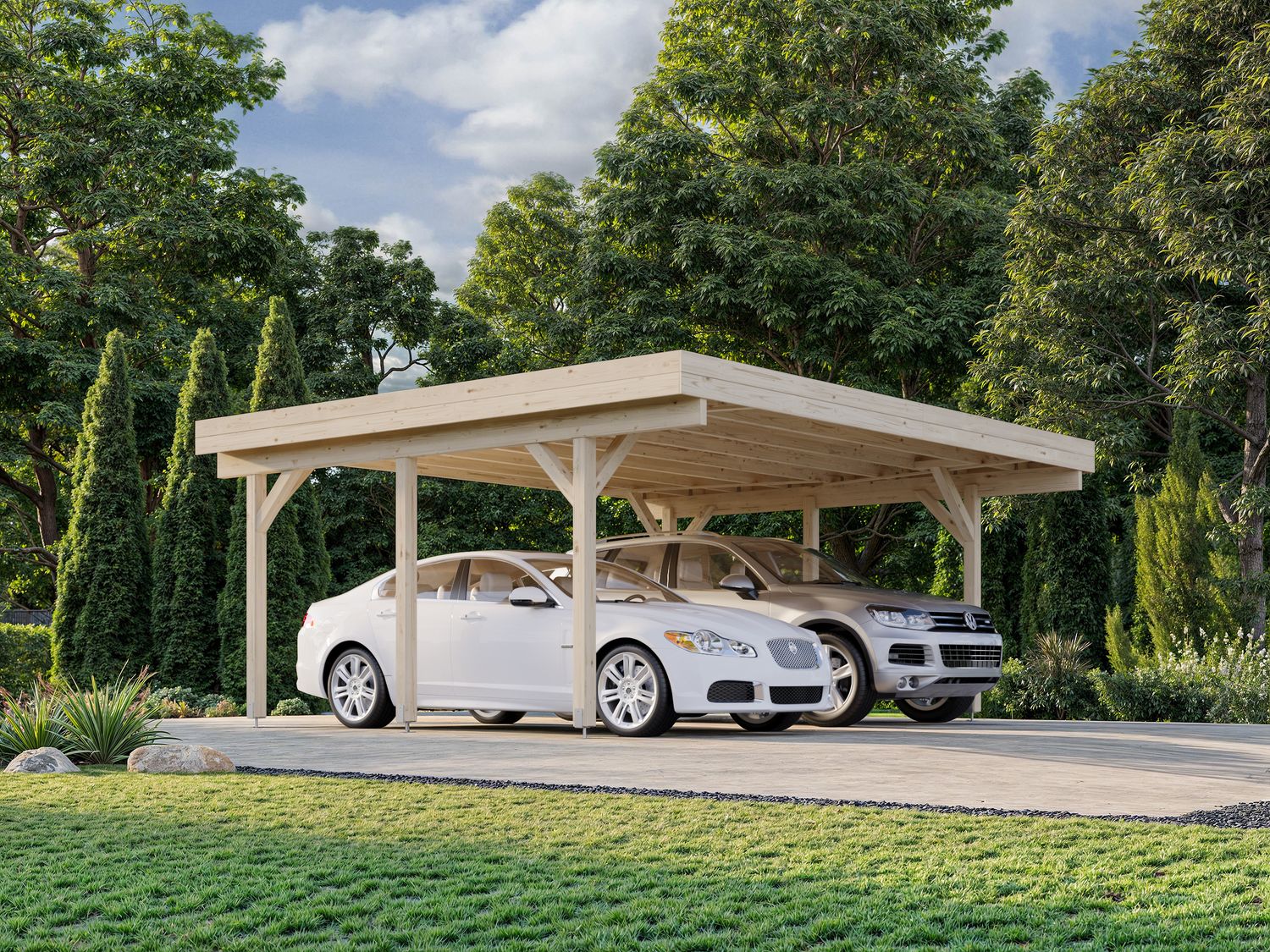 Carport toit plat Karl 20,6 m2 en bois traité au choix