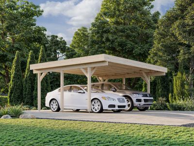 Carport toit plat Karl 20,6 m2 en bois traité au choix