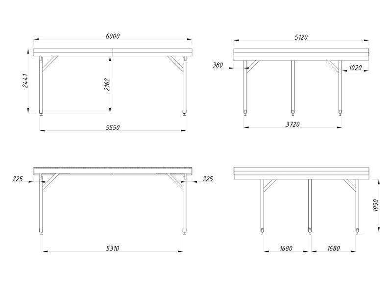 Carport toit plat KARL 20,6 m2 en bois traité au choix