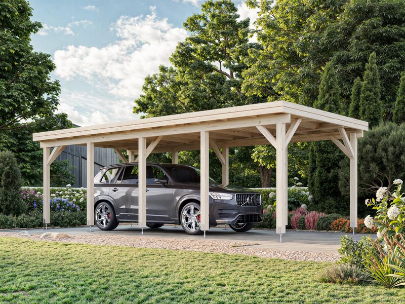 Carport toit plat Karl 23,1 m2 en bois traité au choix