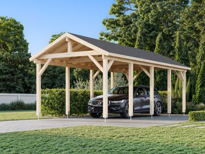 Carport deux pentes  Robert 23.1m2 en bois traité au choix