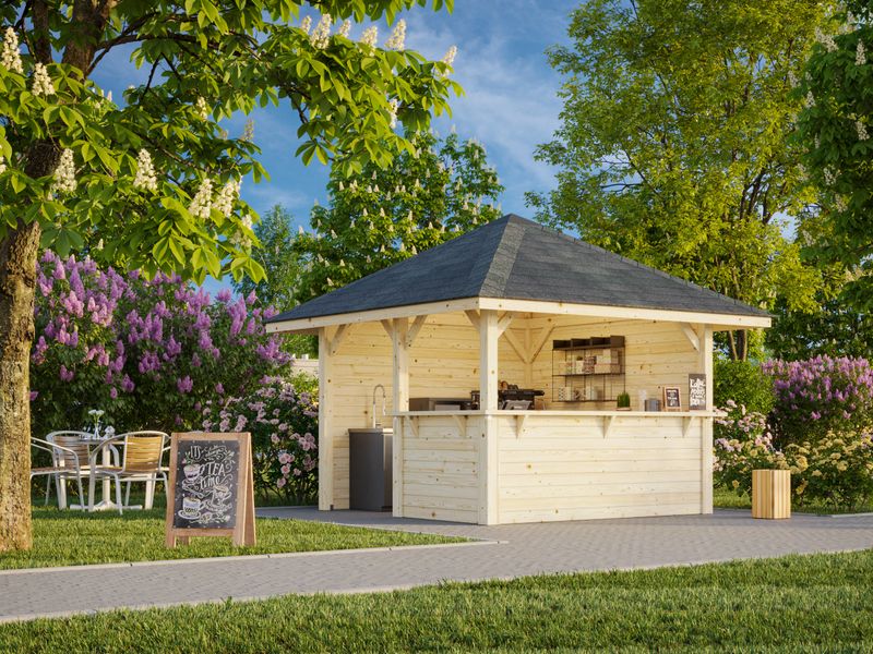 Pavillon Connect Bianca 8,3 m2 SET103 en bois 28 mm au choix