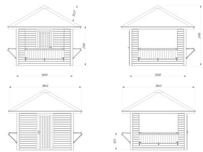 Pavillon Kiosque Connect Bianca 8,3 m2 Set 106 en bois 28 mm au choix