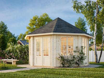 Pavillon de jardin Hanna 14,1 m2 en bois 44 mm au choix