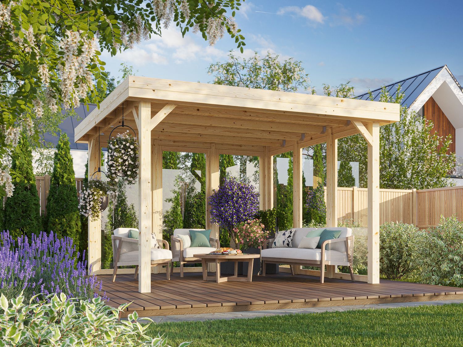 Pavillon de jardin Lucy 12,2 m2 en bois au choix