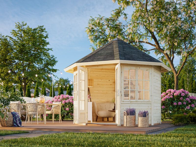 Pavillon de jardin Veronica 2 6,7 m2 en bois 28 mm Naturel