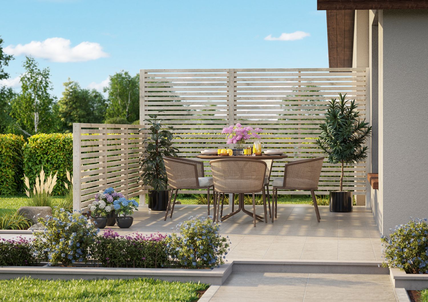 Panneau de clôture Light Line 12x17 en bois Traité au choix