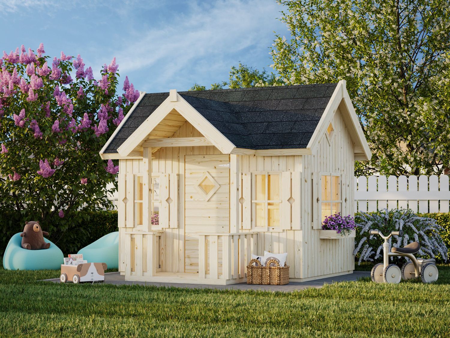 Cabane enfant en bois KIDS Jennie 3,6 m2 Naturel