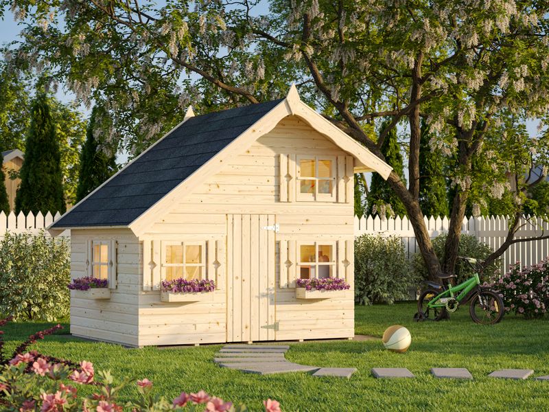 Cabane enfant en bois KIDS Tom 3,8 m2 traité au choix